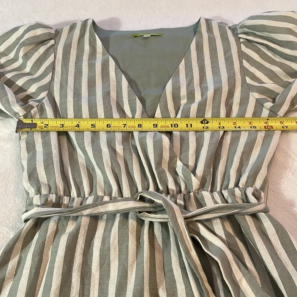 NWT Gianni Bini Sage/White Stripped Slip On Dress w/ shutter sleeves  Size Small - Picture 6 of 12
